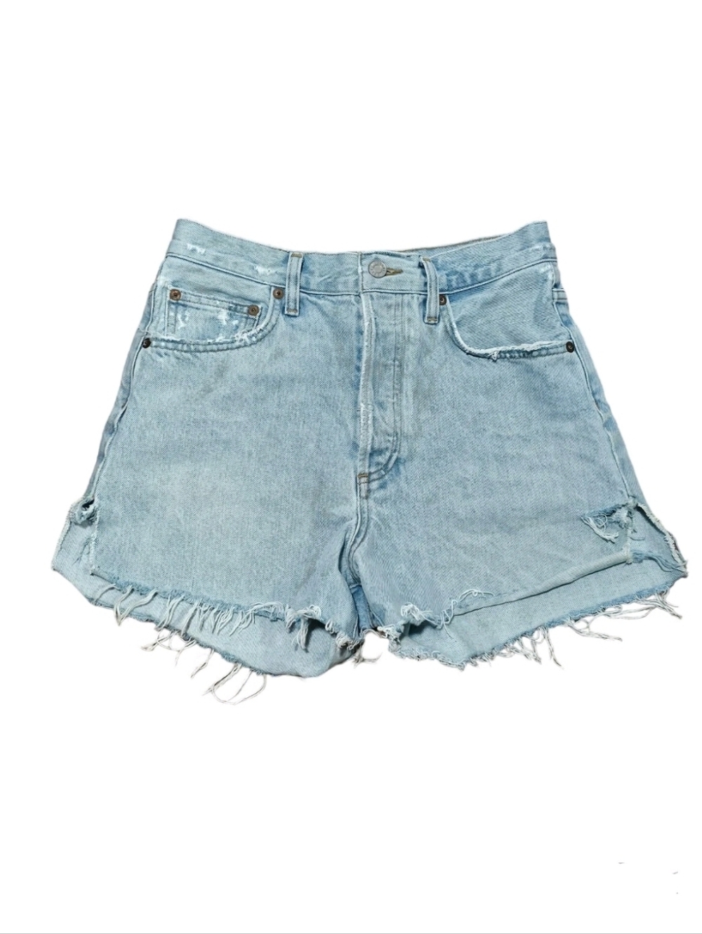 AGOLDE Dee High Rise Denim Shorts Light Wash Size 26 Button Fly